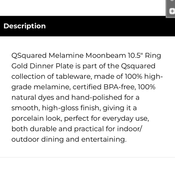 Qsquared gold rim moonbeam melamine plates - Picture 4 of 4